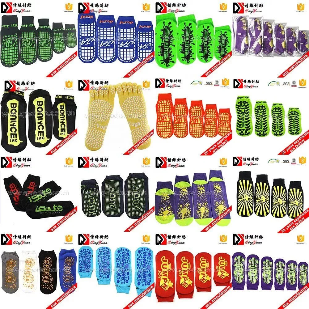 Wholesale Kids Adults Custom Anti Slip Socks Breathable Sports Cotton Socks Grip Trampoline Socks