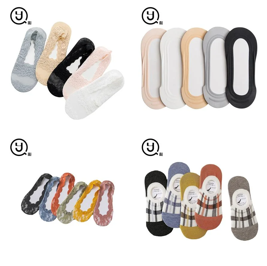 Women Socks Non-Slip Invisible Cotton Socks Non Slip Custom Logo No Show Men Women Cotton Invisible Socks