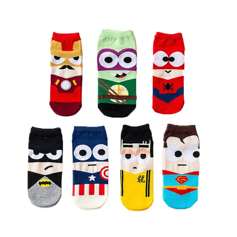 Children Cottonsuperhero Colorful Cartoon Custom Kid Design Anti-Slip Sports Happy Socks