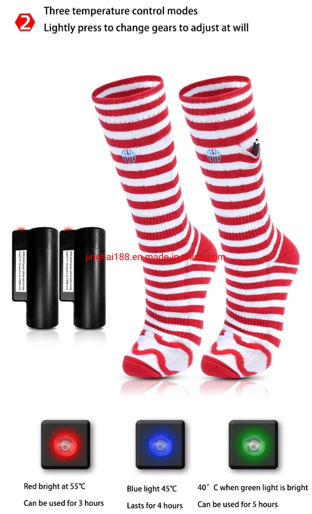 3.7V Women Men Winter Warm Rechargeable Battery Operated Heated Thermal Socks, 3D Invisible Heating Socks