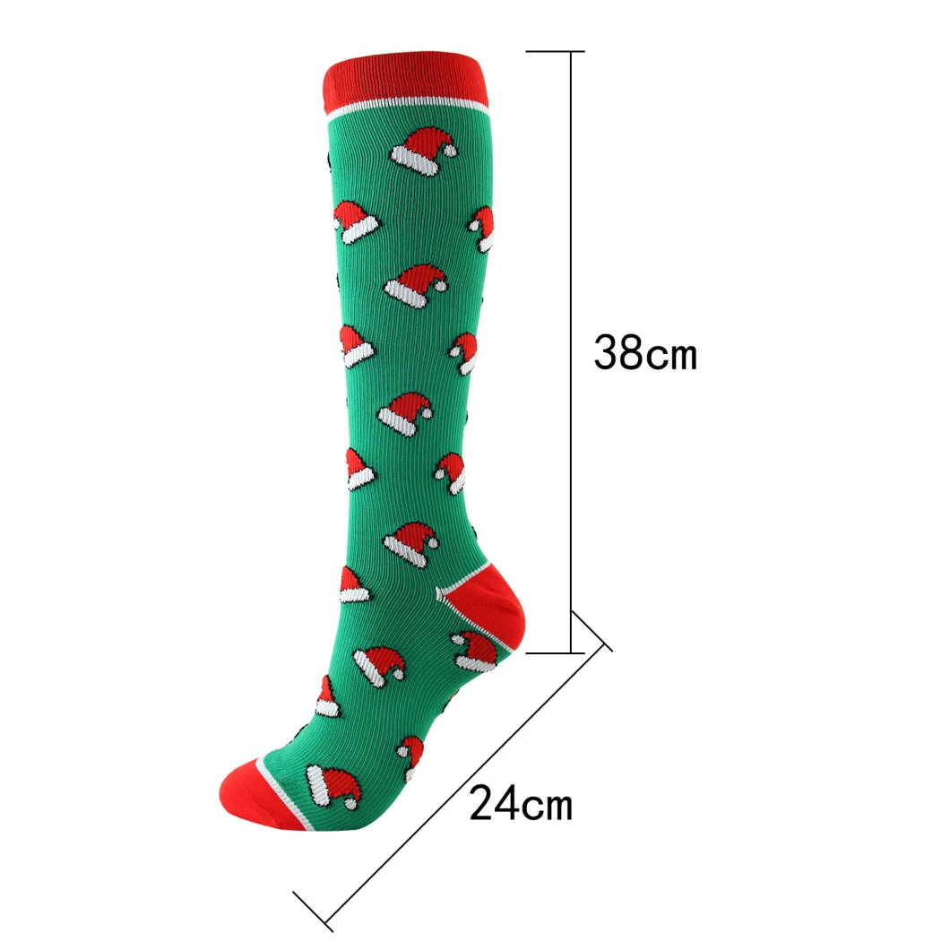 Factory Wholesale Soft Cozy Warm Knee High Jacquard Christmas Socks for Women